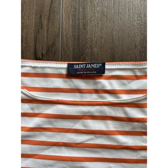 Saint James L'Atelier Women's Orange And White Striped Designer Blouse Small - Picture 7 of 12